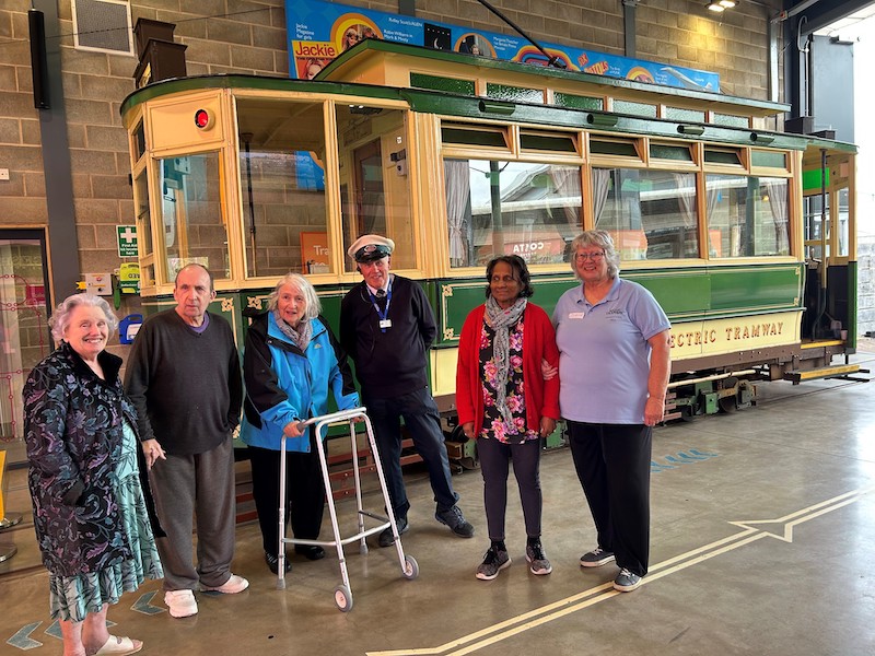 residents visiting the Seaton tramway for VE day